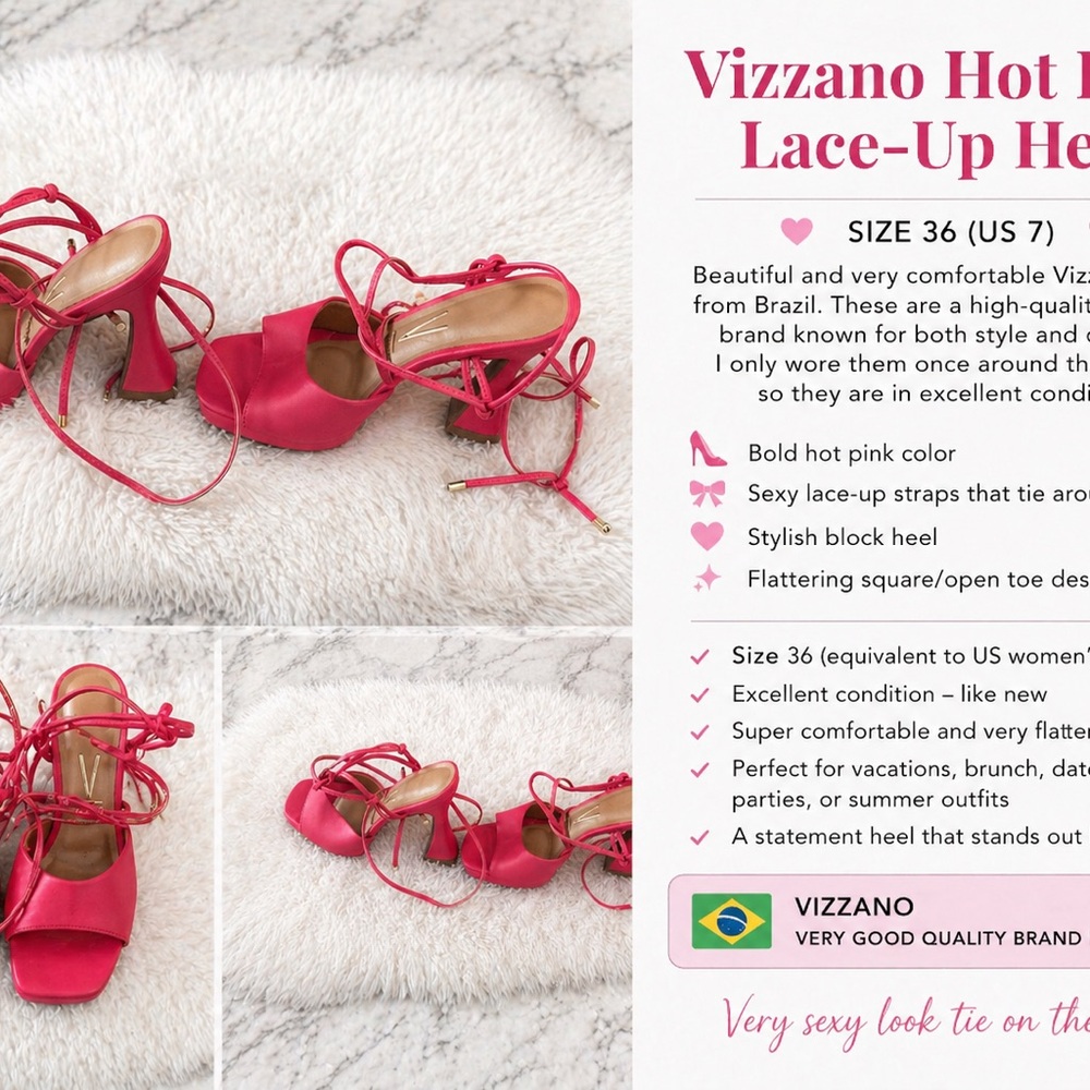 Vizzano Hot Pink Lace-Up Block Heels